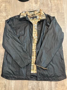 Men's Black Lightweight Shirt Jacket with Patterned Lining